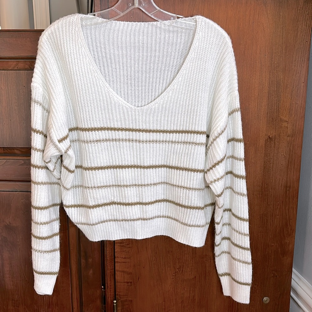 SHEIN Striped V-neck Ribbed Sweater